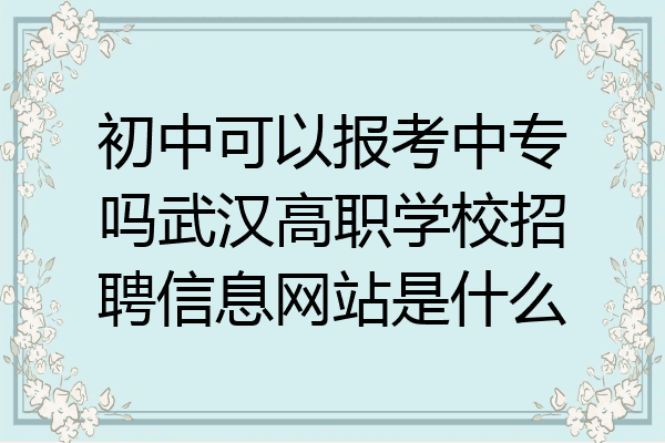 初中可以报考中专吗武汉高职学校招聘信息网站是什么