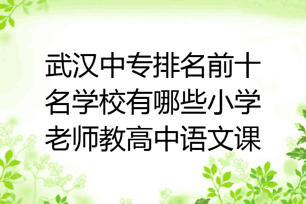 武汉中专排名前十名学校有哪些小学老师教高中语文课