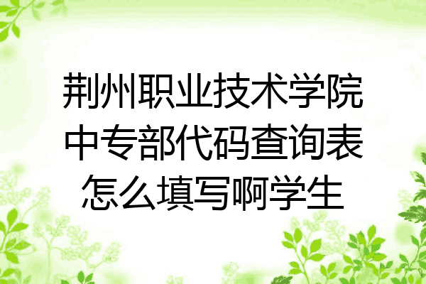 荆州职业技术学院中专部代码查询表怎么填写啊学生