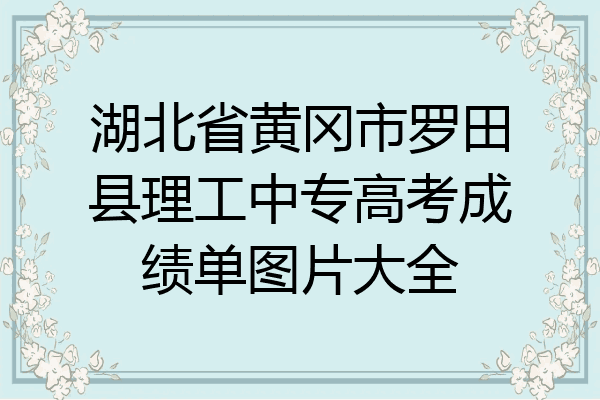 湖北省黄冈市罗田县理工中专高考成绩单图片大全