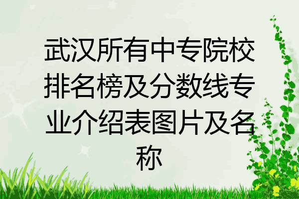 武汉所有中专院校排名榜及分数线专业介绍表图片及名称