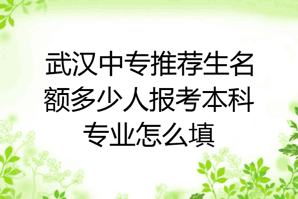 武汉中专推荐生名额多少人报考本科专业怎么填