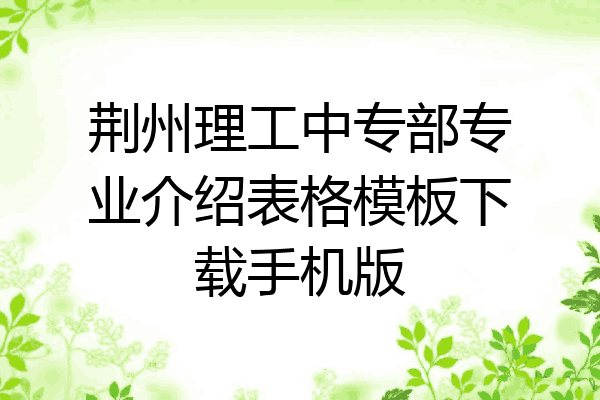 荆州理工中专部专业介绍表格模板下载手机版