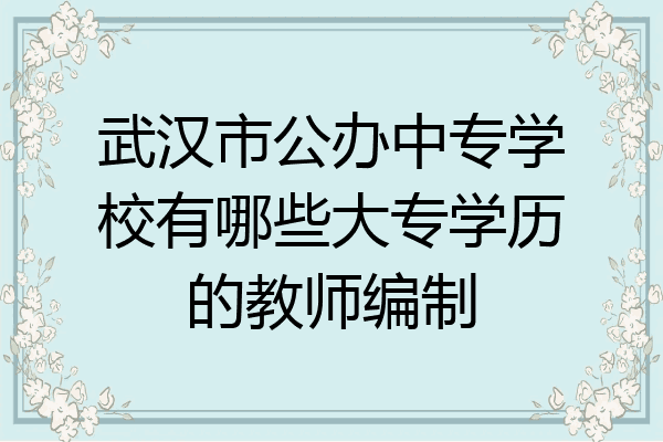 武汉市公办中专学校有哪些大专学历的教师编制