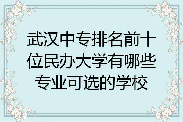 武汉中专排名前十位民办大学有哪些专业可选的学校