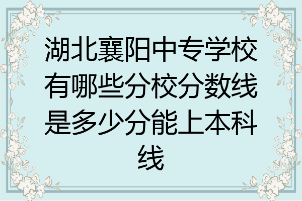 湖北襄阳中专学校有哪些分校分数线是多少分能上本科线
