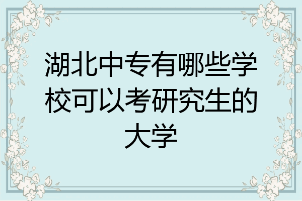湖北中专有哪些学校可以考研究生的大学