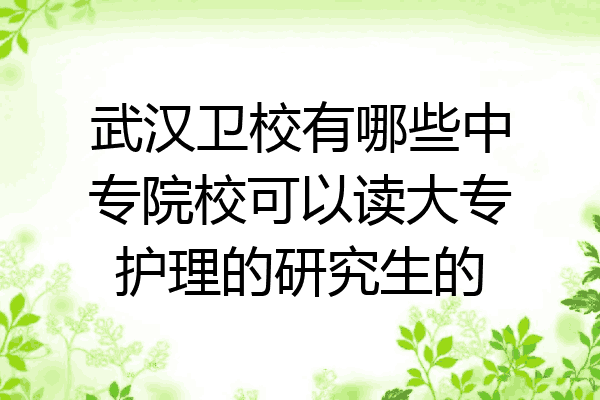 武汉卫校有哪些中专院校可以读大专护理的研究生的