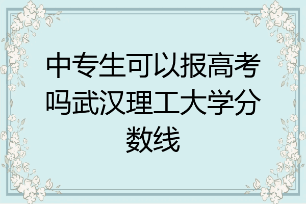 中专生可以报高考吗武汉理工大学分数线