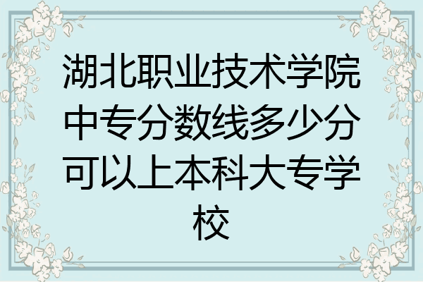 湖北职业技术学院中专分数线多少分可以上本科大专学校