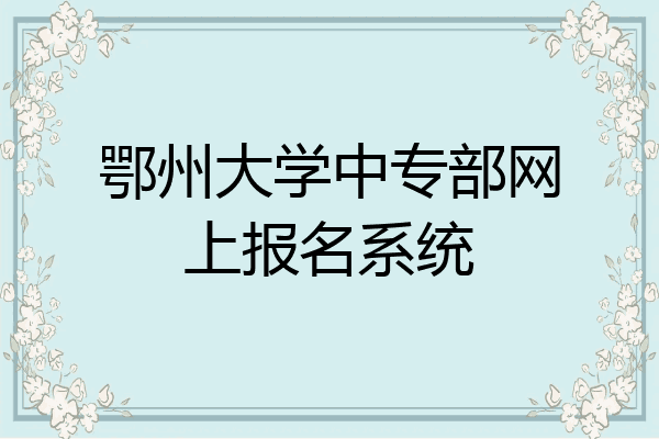 鄂州大学中专部网上报名系统