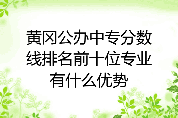 黄冈公办中专分数线排名前十位专业有什么优势