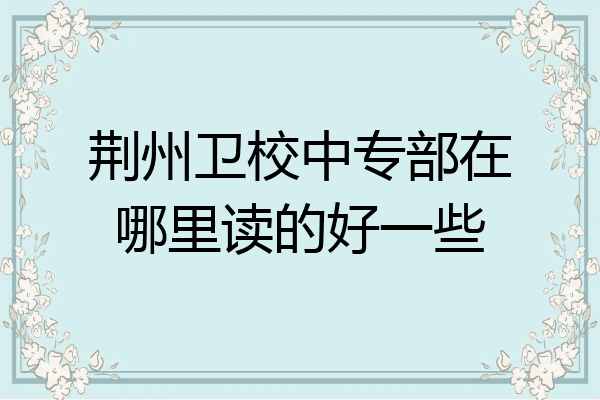荆州卫校中专部在哪里读的好一些