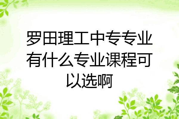 罗田理工中专专业有什么专业课程可以选啊