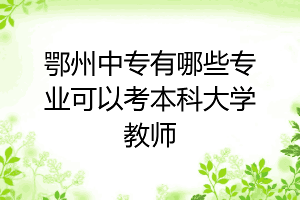 鄂州中专有哪些专业可以考本科大学教师