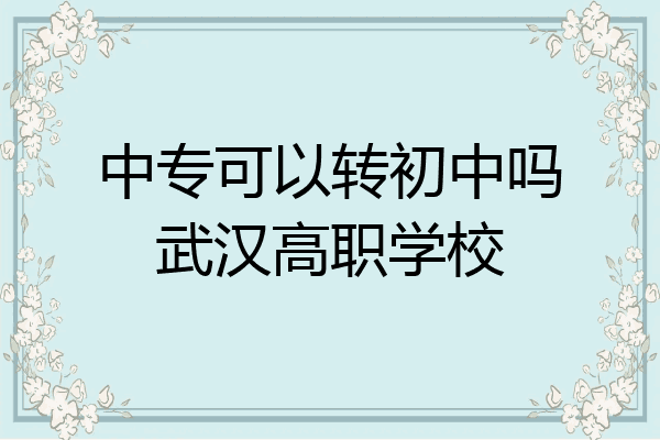 中专可以转初中吗武汉高职学校