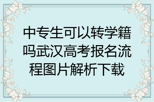 中专生可以转学籍吗武汉高考报名流程图片解析下载