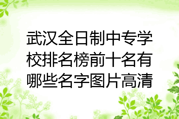 武汉全日制中专学校排名榜前十名有哪些名字图片高清