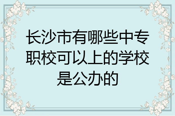 长沙市有哪些中专职校可以上的学校是公办的
