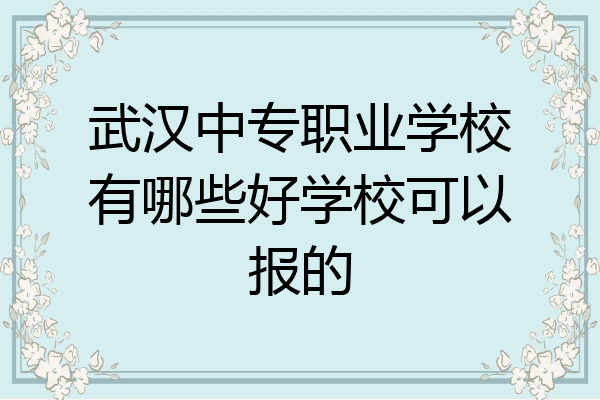 武汉中专职业学校有哪些好学校可以报的
