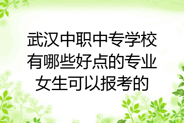 武汉中职中专学校有哪些好点的专业女生可以报考的