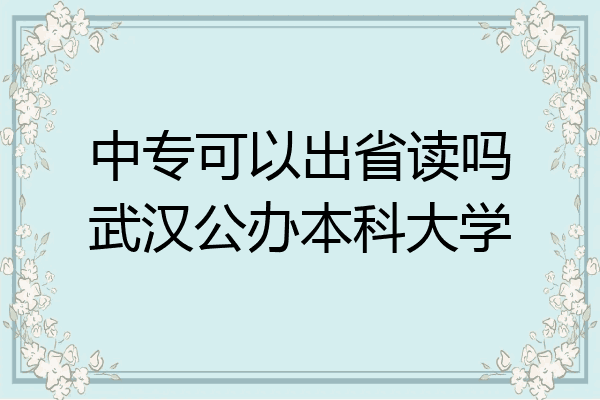 中专可以出省读吗武汉公办本科大学