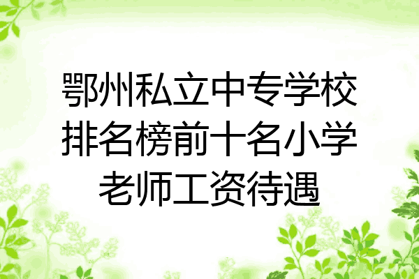 鄂州私立中专学校排名榜前十名小学老师工资待遇