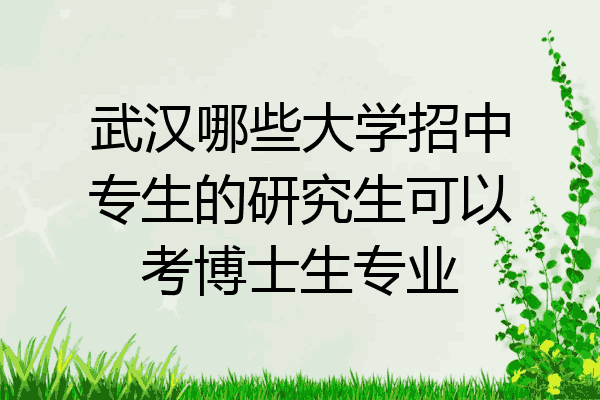 武汉哪些大学招中专生的研究生可以考博士生专业