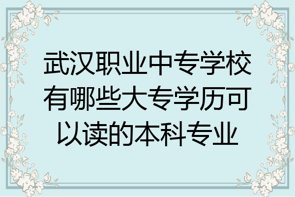武汉职业中专学校有哪些大专学历可以读的本科专业