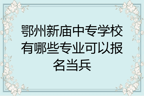 鄂州新庙中专学校有哪些专业可以报名当兵