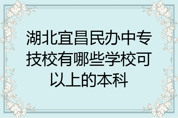 湖北宜昌民办中专技校有哪些学校可以上的本科