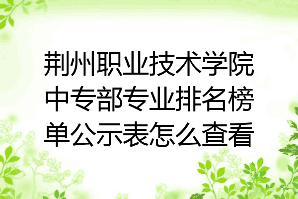 荆州职业技术学院中专部专业排名榜单公示表怎么查看