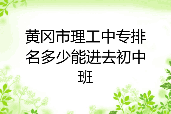 黄冈市理工中专排名多少能进去初中班