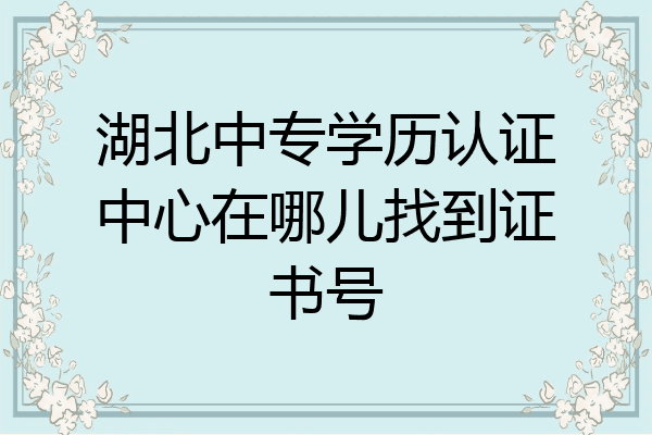 湖北中专学历认证中心在哪儿找到证书号