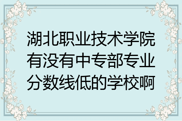 湖北职业技术学院有没有中专部专业分数线低的学校啊