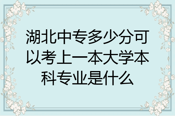 湖北中专多少分可以考上一本大学本科专业是什么