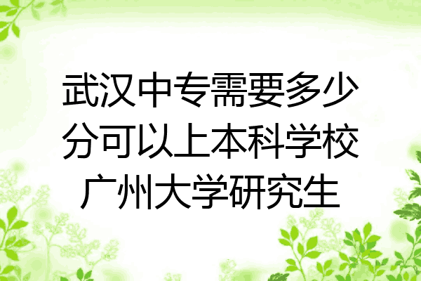武汉中专需要多少分可以上本科学校广州大学研究生