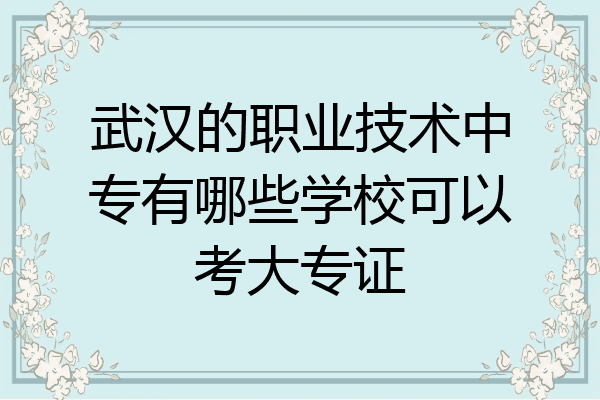 武汉的职业技术中专有哪些学校可以考大专证