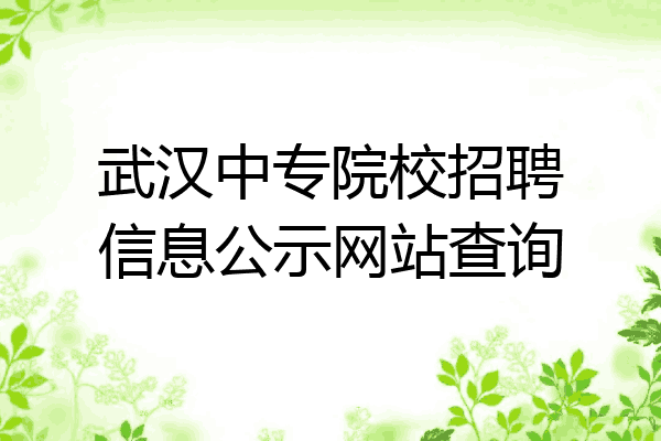 武汉中专院校招聘信息公示网站查询