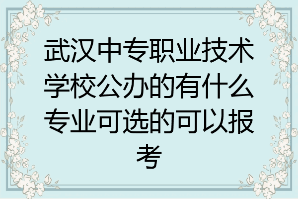 武汉中专职业技术学校公办的有什么专业可选的可以报考