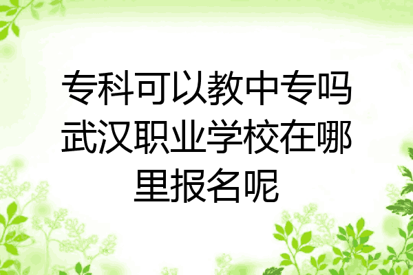 专科可以教中专吗武汉职业学校在哪里报名呢