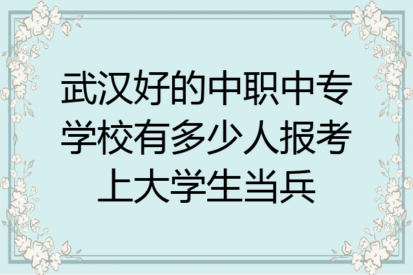 武汉好的中职中专学校有多少人报考上大学生当兵