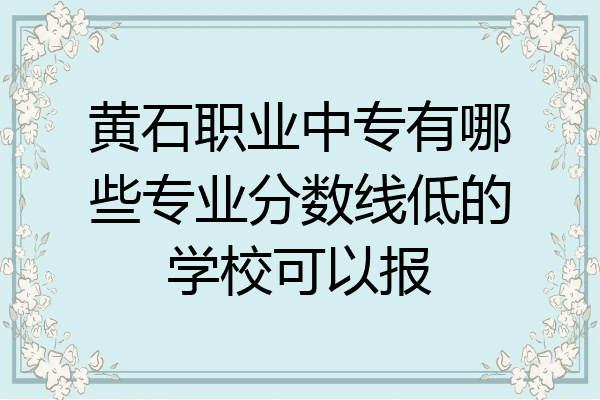 黄石职业中专有哪些专业分数线低的学校可以报