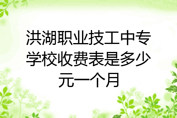 洪湖职业技工中专学校收费表是多少元一个月