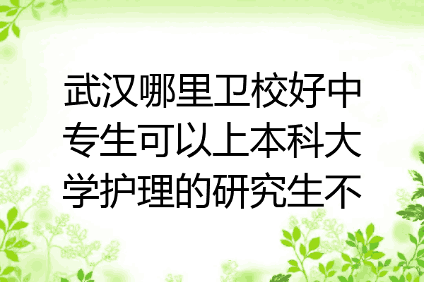 武汉哪里卫校好中专生可以上本科大学护理的研究生不