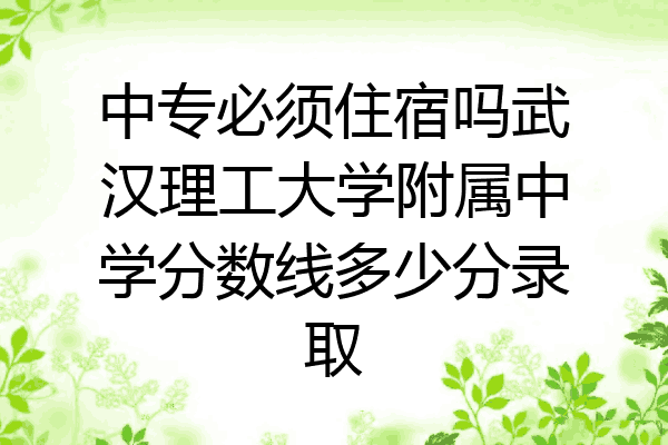 中专必须住宿吗武汉理工大学附属中学分数线多少分录取