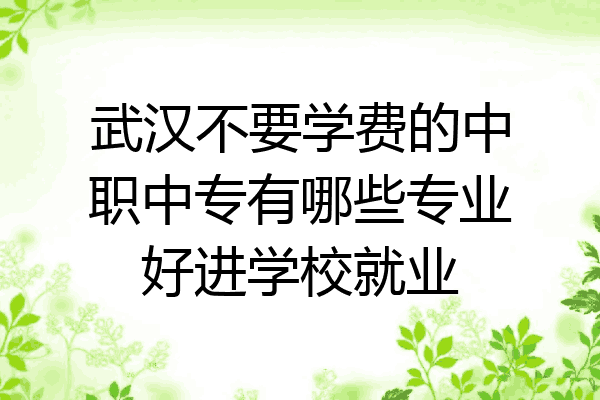 武汉不要学费的中职中专有哪些专业好进学校就业
