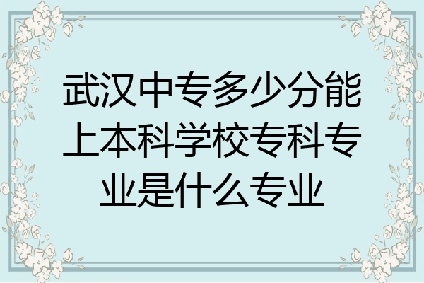 武汉中专多少分能上本科学校专科专业是什么专业