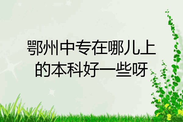 鄂州中专在哪儿上的本科好一些呀