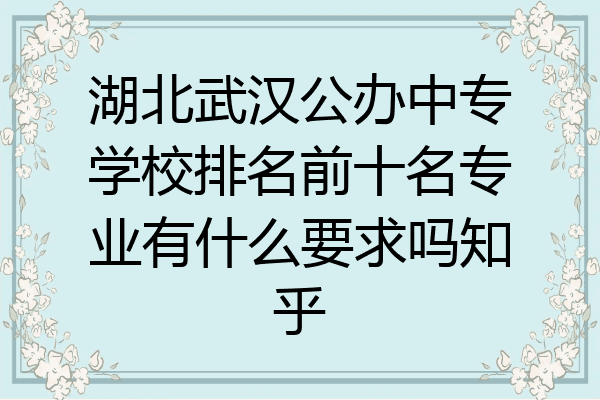 湖北武汉公办中专学校排名前十名专业有什么要求吗知乎